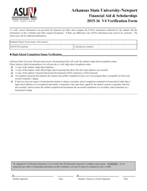 Arkansas State University-Newport Financial Aid Verification Forms