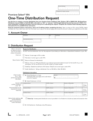 Premiere Select IRA One-Time Distribution Request