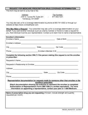 Medicare Prescription Drug Coverage Determination Form