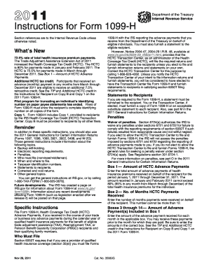 Instructions for Form 1099-H (2011)