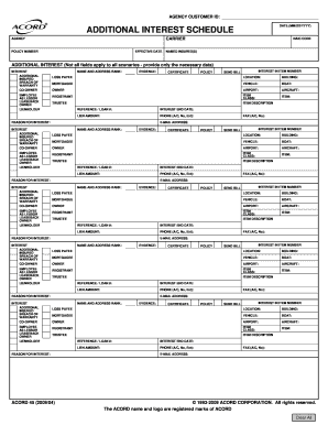 ACORD 45 Additional Interest Form