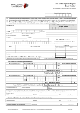 Non Order Payment Request Form