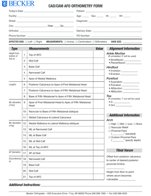 CAD/CAM AFO Orthometry Form