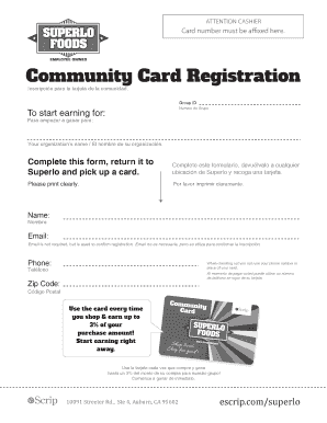 Inscripción para la tarjeta de la comunidad
