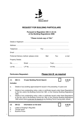 Request for Building Particulars
