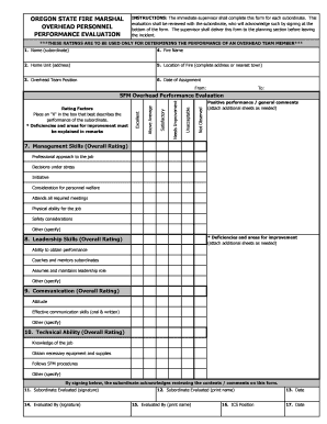 Oregon State Fire Marshal Performance Evaluation