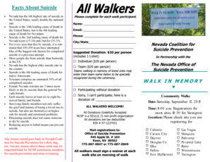 Nevada Suicide Prevention Walk Registration Form