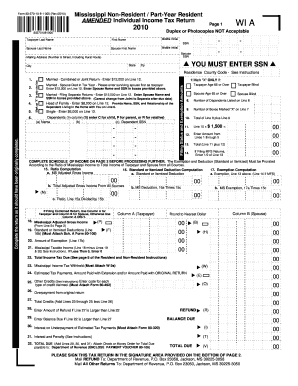 Mississippi Amended Individual Income Tax Return