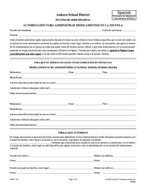 Autorización para administrar medicamentos en la escuela