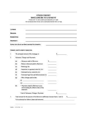 Fixed Credit Disclosure Statement