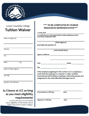 Washington State Employee Tuition Waiver Form
