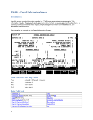 Payroll Information Screen Form
