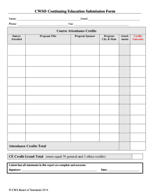 CWS Continuing Education Submission Form - Cannon Financial