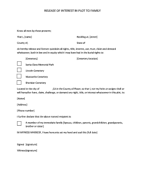 Release of Interest in Plot to Family