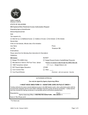Oklahoma IBM System Access Authorization Request