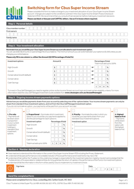 Cbus Super Income Stream Switching Form