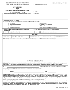 Application for Customs Broker License Exam
