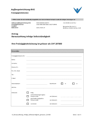Antrag Barauszahlung infolge Selbstständigkeit