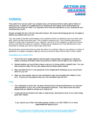 Codicil Form for Will Amendment