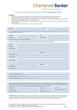 Professional Mortgage Adviser Application Form