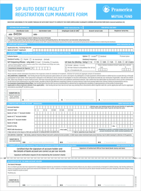 SIP Auto Debit Facility Registration Form