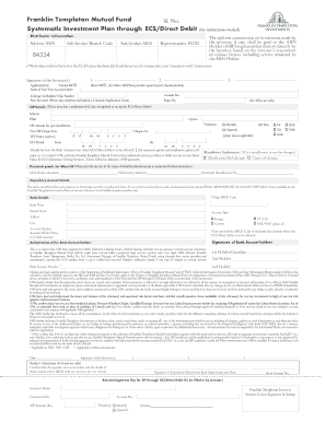 Franklin Templeton Mutual Fund SIP Application
