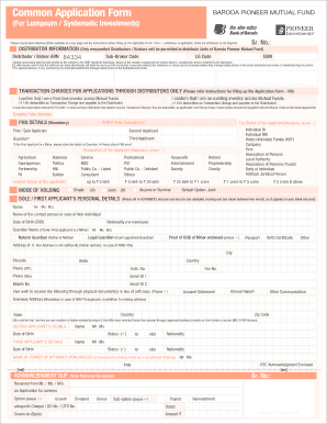 Baroda Pioneer Mutual Fund Application Form