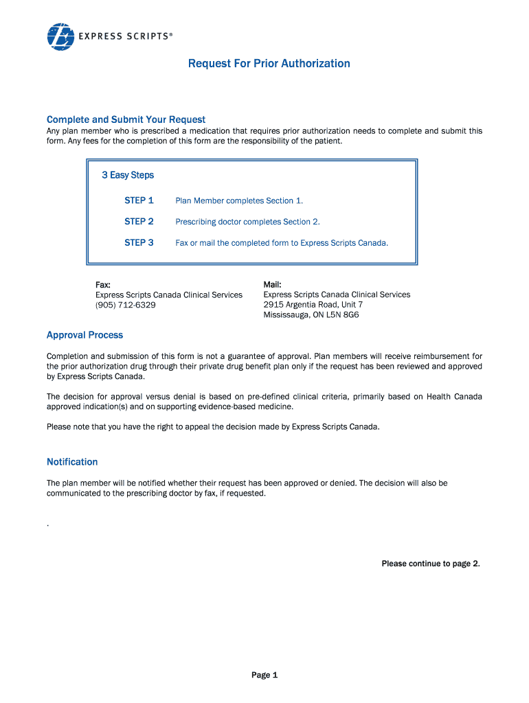 Fillable Online ESC Prior Authorization Program Request Form Express