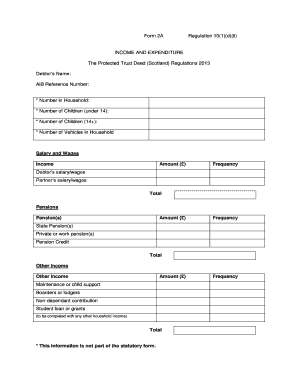 Form 2A Income and Expenditure