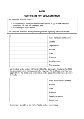 Certificate for Sequestration