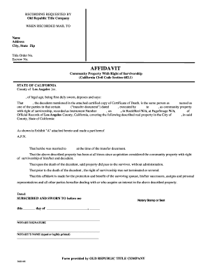 California Community Property Affidavit