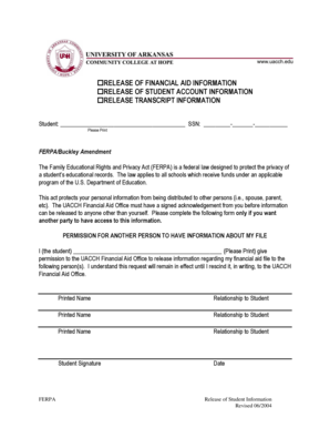 FERPA Release of Student Information