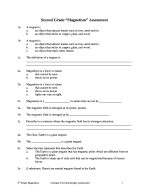 Second Grade Magnetism Assessment
