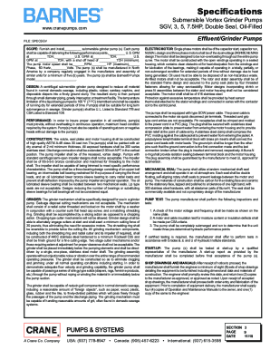Submersible Vortex Grinder Pump Specifications