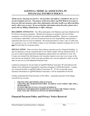 AgeWell Medical Financial Payment Policy