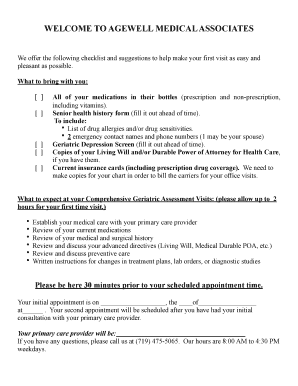 Senior Health History Form