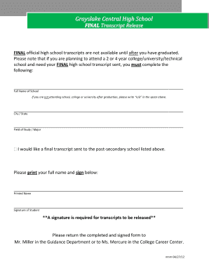 Final Transcript Release Form