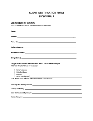 Client Identification Form