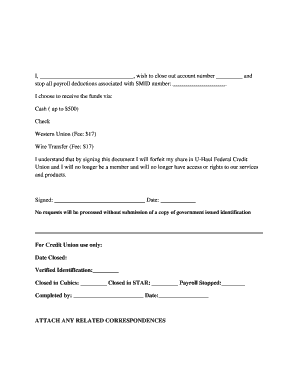 U-Haul Federal Credit Union Account Closure Form
