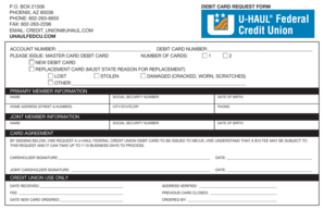 U-Haul Debit Card Request Form