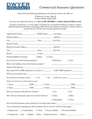 Commercial Insurance Quotation Form