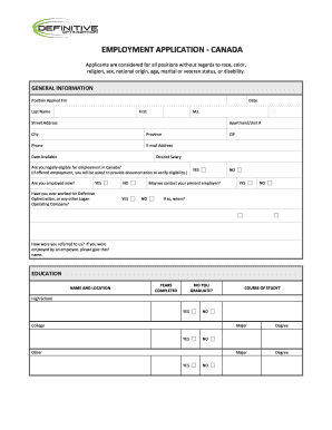 Employment Application - Canada