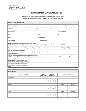 US Employment Application Form