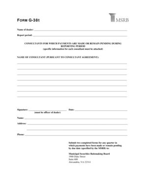 MSRB Form G-38t Consultant Payment Report