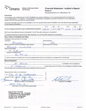 Ontario Municipal Election Financial Statement