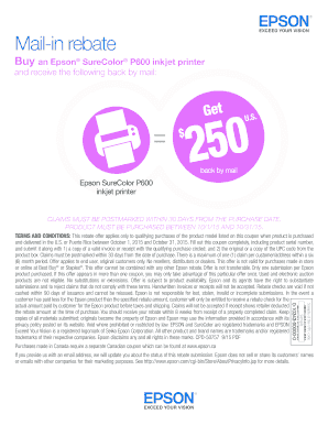 Epson SureColor P600 Mail-in Rebate Form