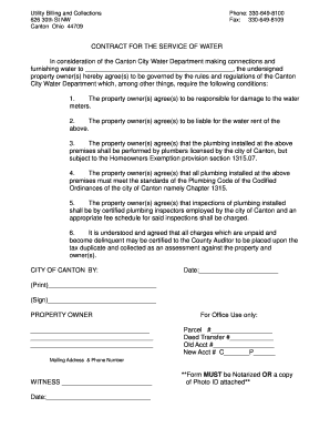 Canton City Water Service Contract