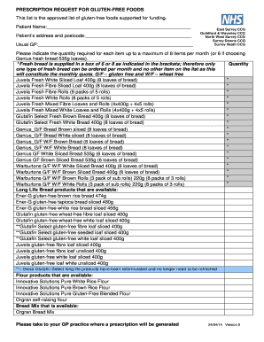 Prescription Request for Gluten-Free Foods