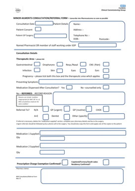 Minor Ailments Consultation Form