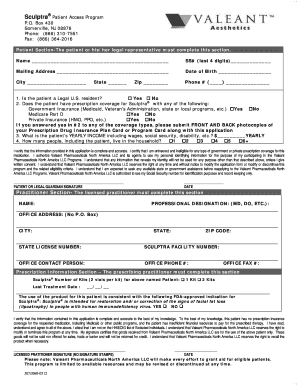 Sculptra Patient Access Program Application